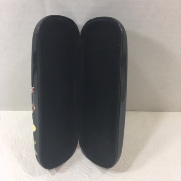 Hand Painted Leopard Floral Design 👓Eyeglasses👓 Hard Case Black Shiny - Picture 5 of 5